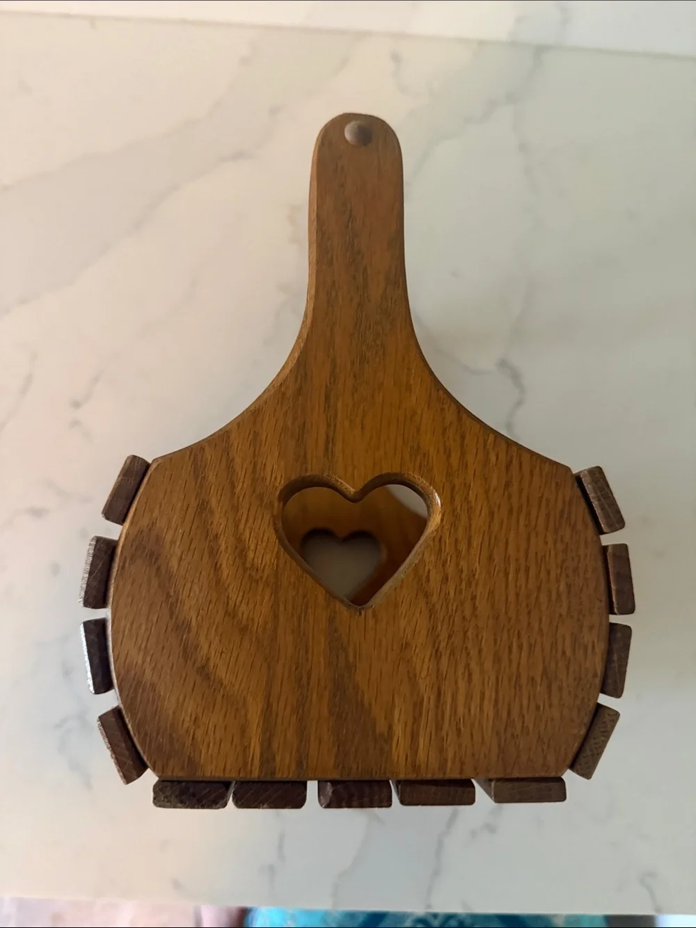 Wooden Heart Accent Caddy Basket - Brown